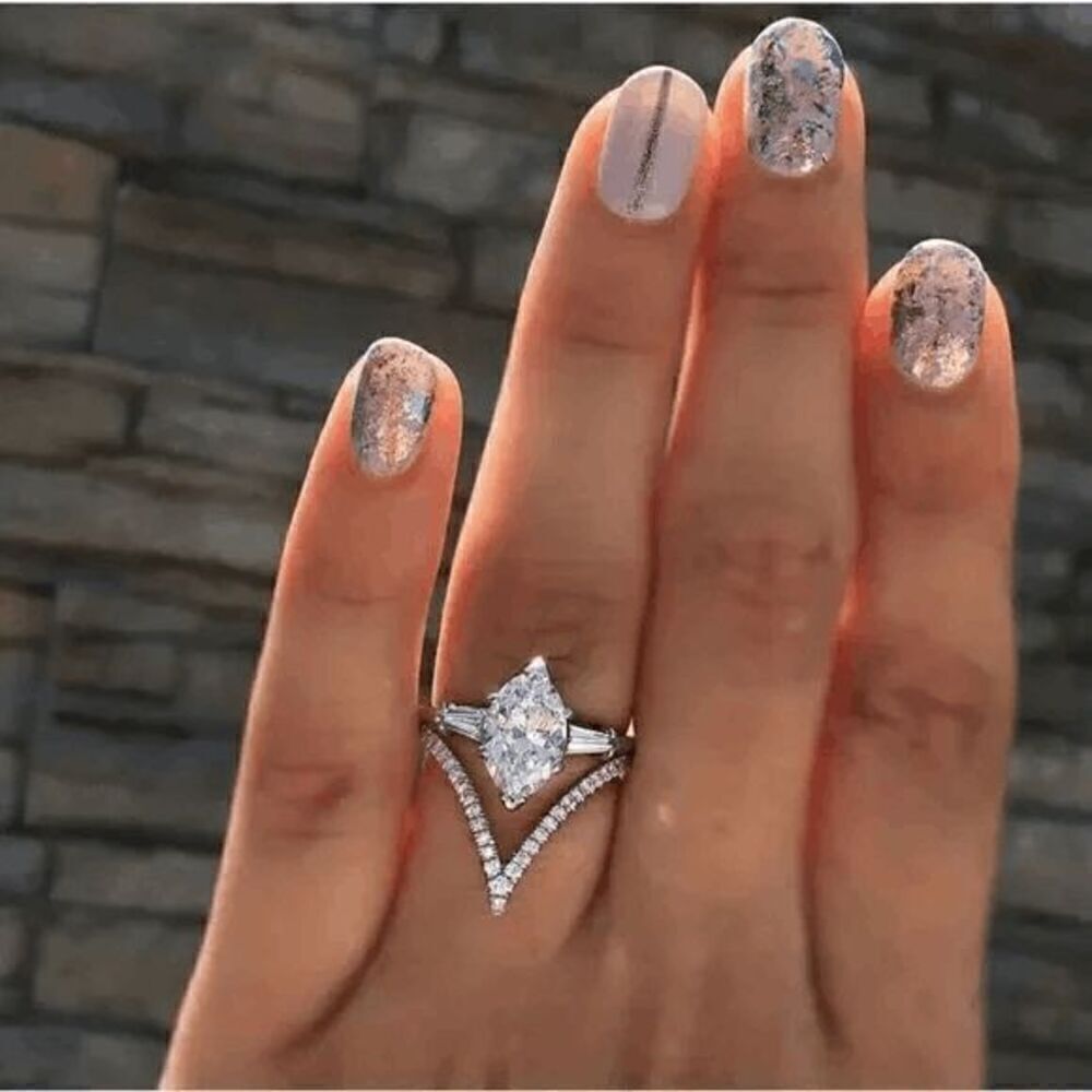 White Gold Diamond Marquise Wedding Engagement Anniversary Ring